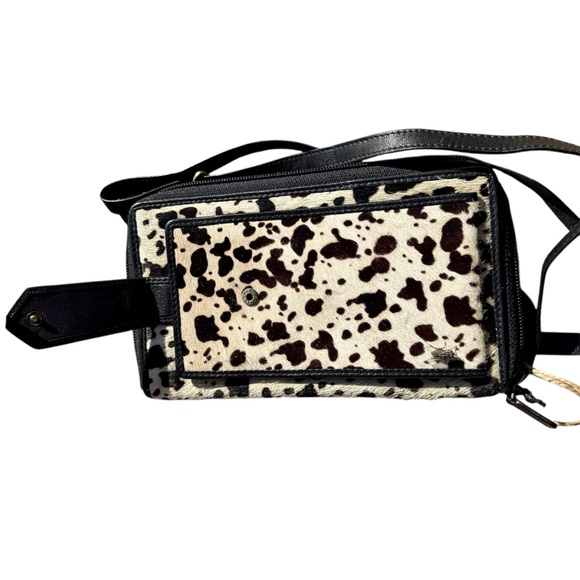 Myra leather cowhide fur crossbody shoulder bag wallet new with tags - Picture 2 of 14